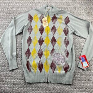Argyle Sweater Women Medium M Gray Full Zip Arizona State University New w/ Tags